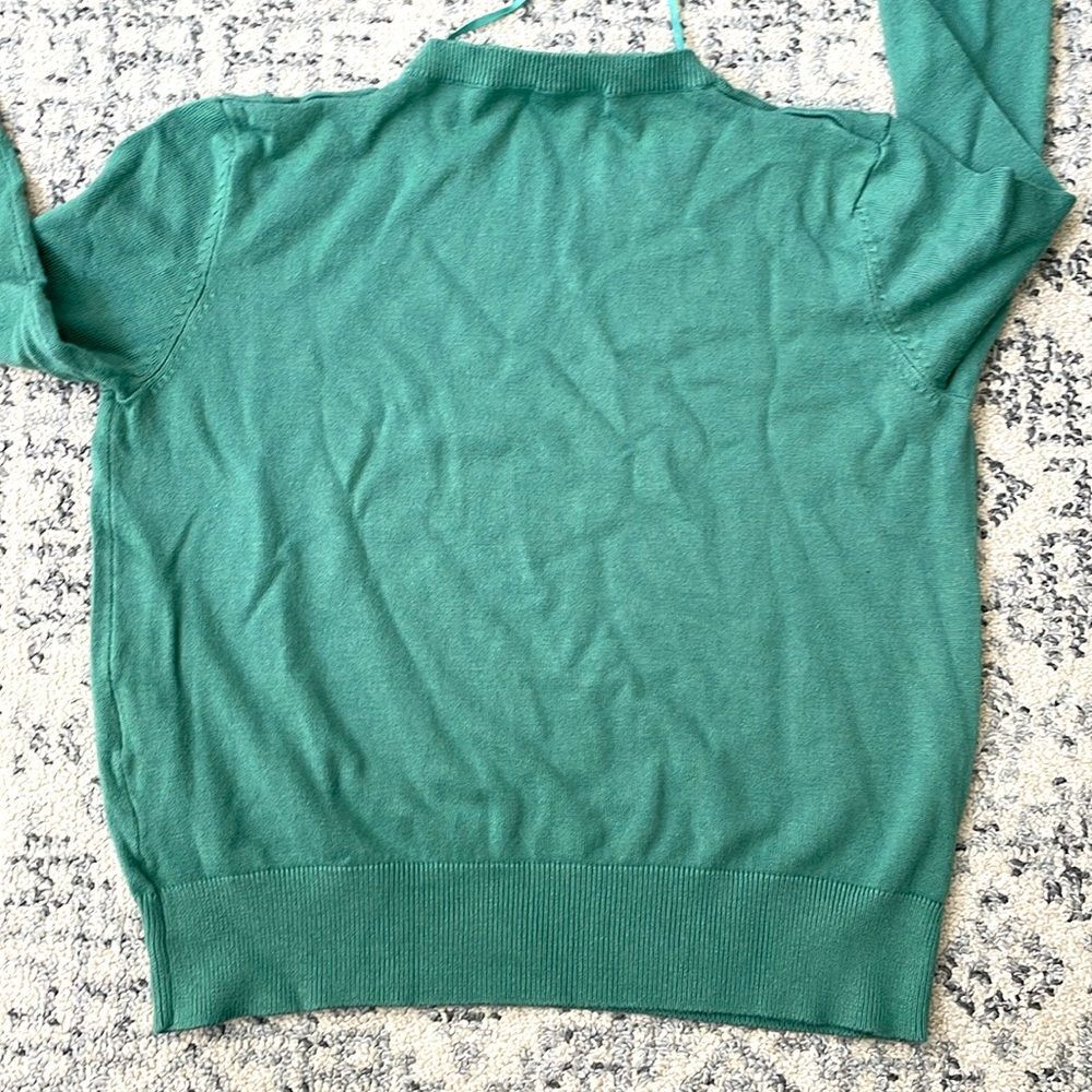 Bershka Cropped Knit Long Sleeve Crew Neck Sweater Women Green Size M - Picture 7 of 7